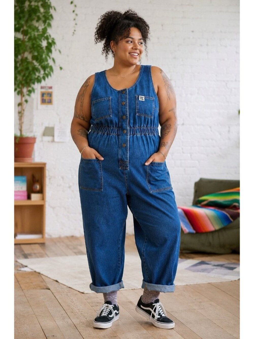Lucy & Yak Womens Juni Denim Jumpsuit Plus Sz 28 Blue Organic Cotton Boilersuit
